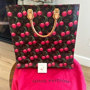Louis Vuitton Cherry Print Sac Plat Tote by Takashi Murakami